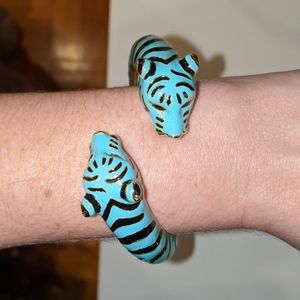 Blue & gold tiger hinge bracelet- Kenneth Jay Lane